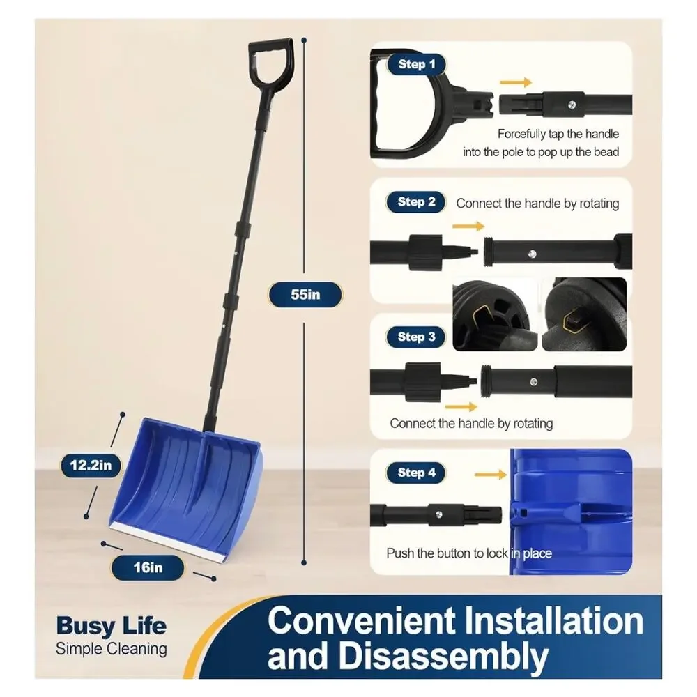 Large Capacity Snow Shovel with Adjustable Handle – 16